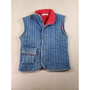 VTG Turtle Bax Vest Womens Medium Blue Sleeveless Mock Neck Button Front Pockets